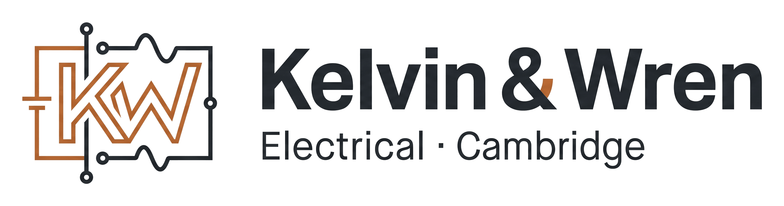 Kelvin & Wren logo on its header colour. It reads: KW Kelvin & Wren Electrical · Cambridge.