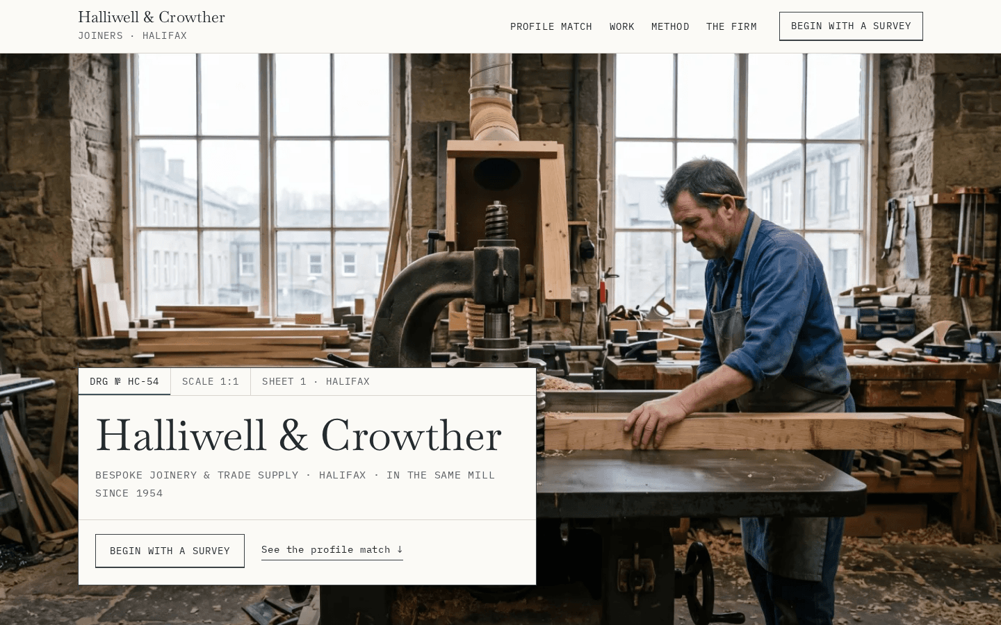 Halliwell & Crowther home page on a desktop screen
