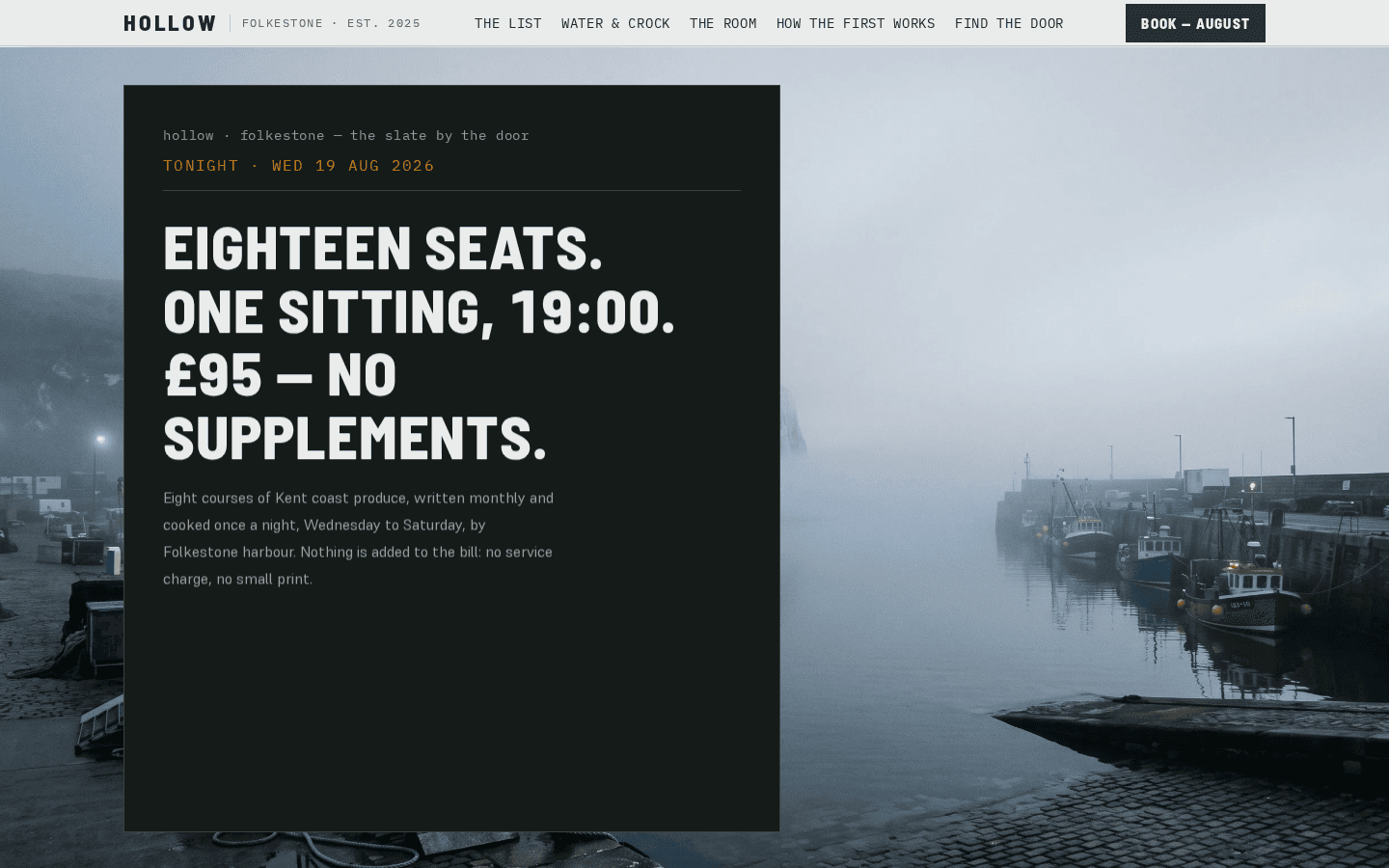 Hollow home page on a desktop screen