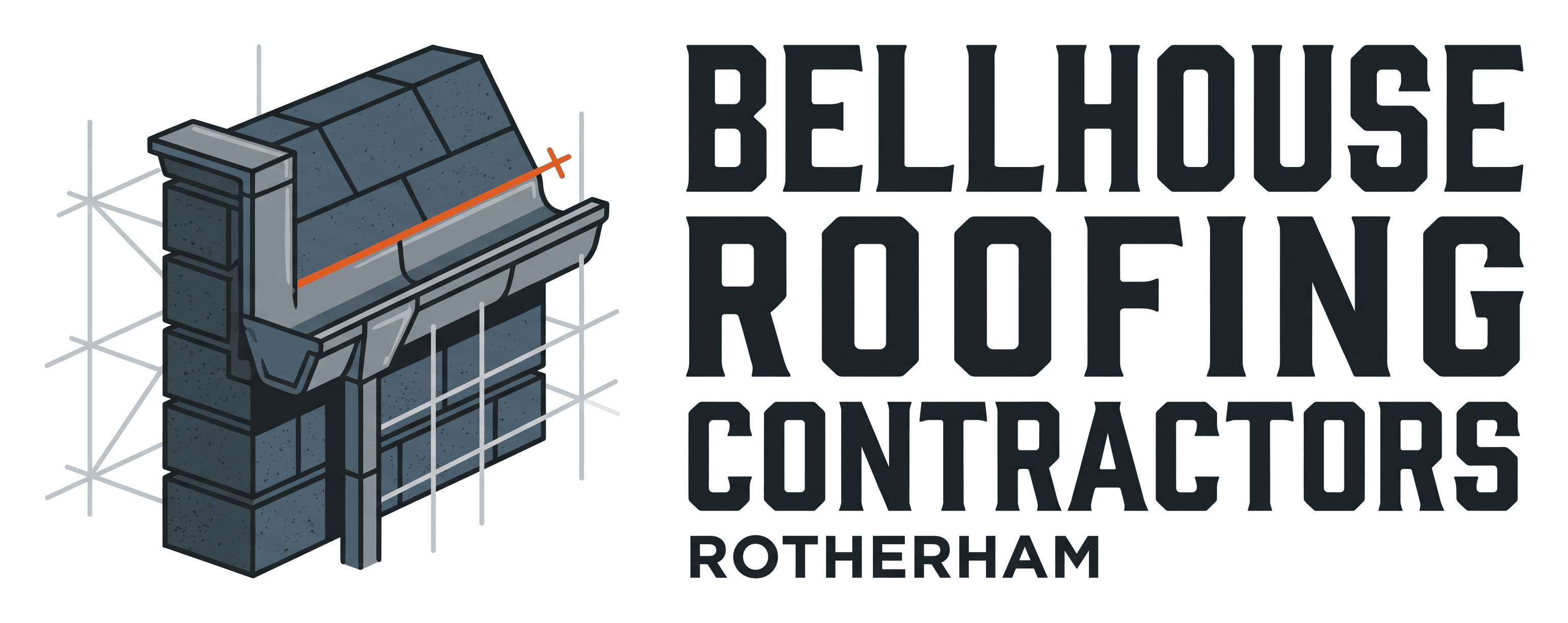 Bellhouse Roofing Contractors logo on its header colour. It reads: BELLHOUSE, ROOFING, CONTRACTORS, ROTHERHAM.