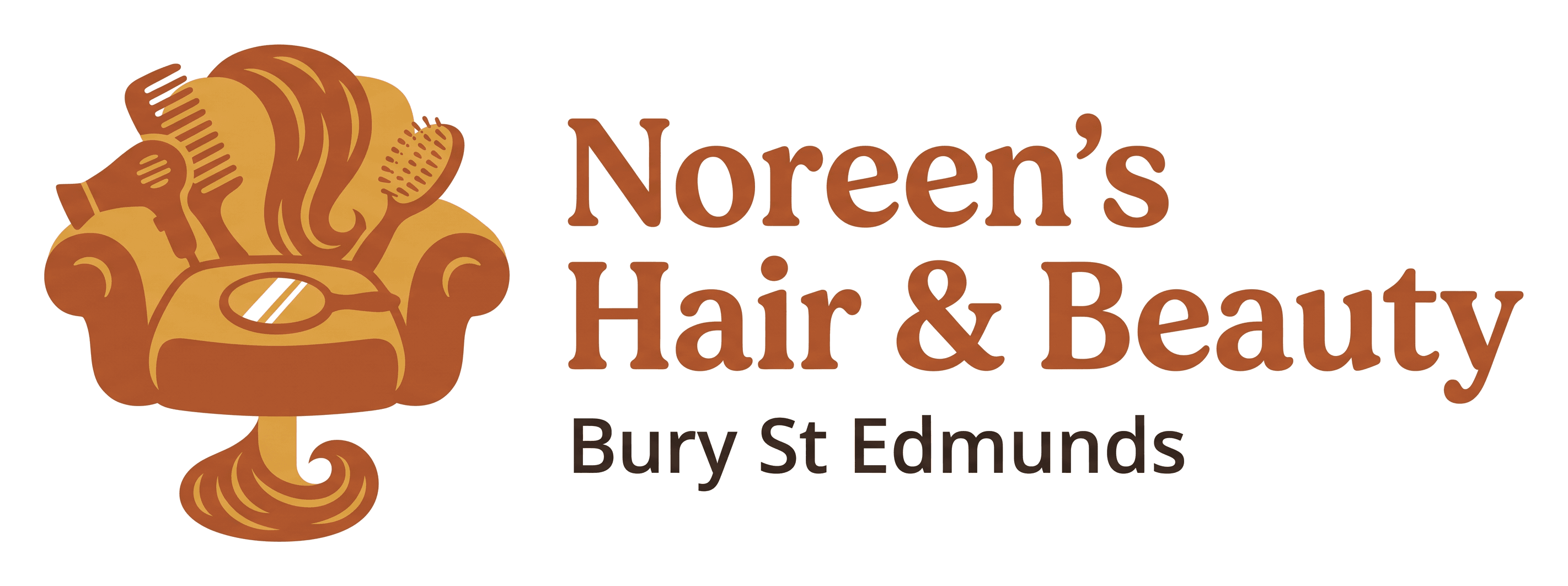 Noreen's Hair & Beauty logo on its header colour. It reads: Noreen's Hair & Beauty Bury St Edmunds.