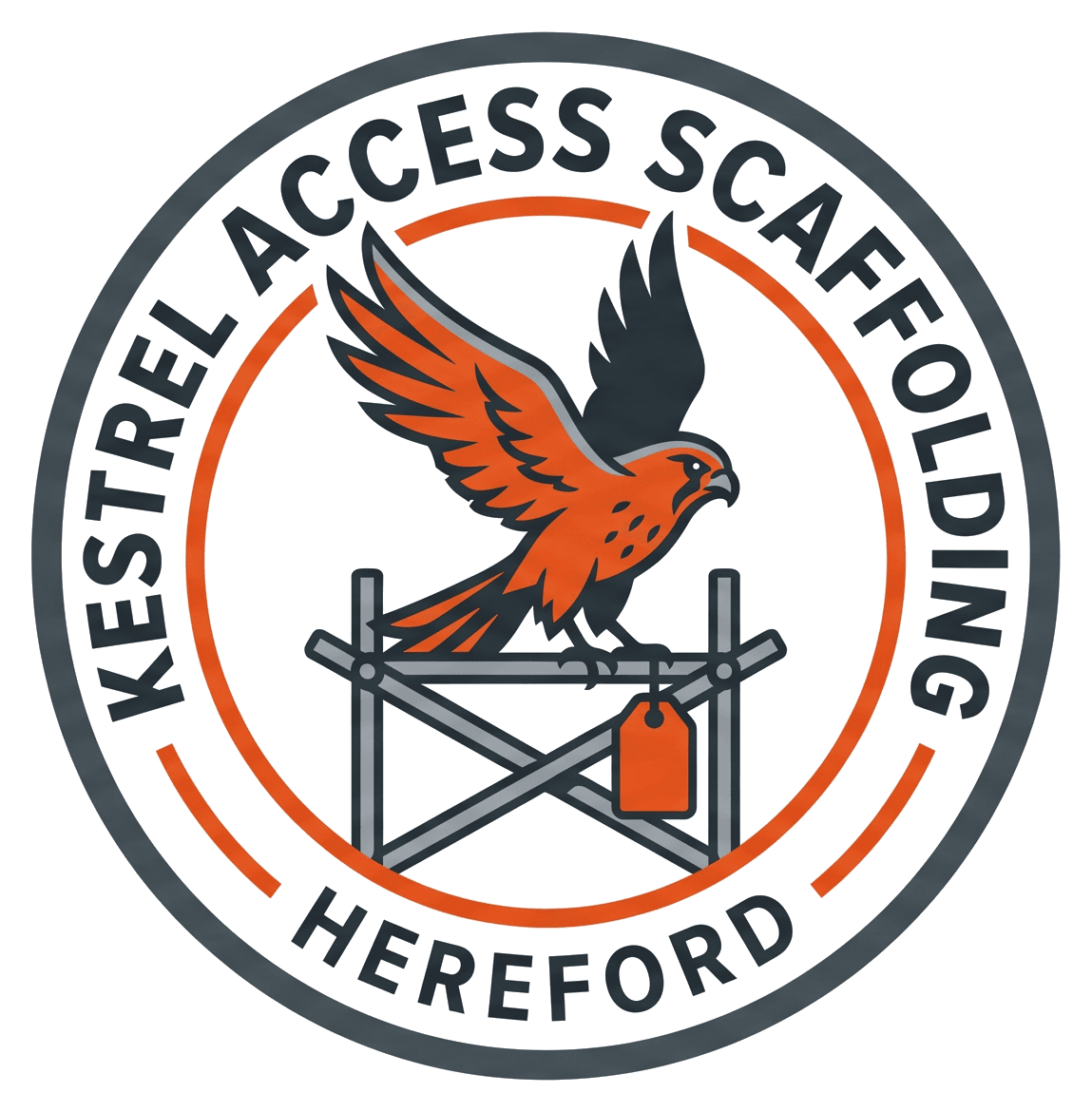 Kestrel Access Scaffolding logo on its header colour. It reads: KESTREL ACCESS SCAFFOLDING, HEREFORD.