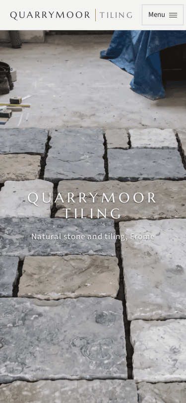 Quarrymoor Tiling home page on a phone