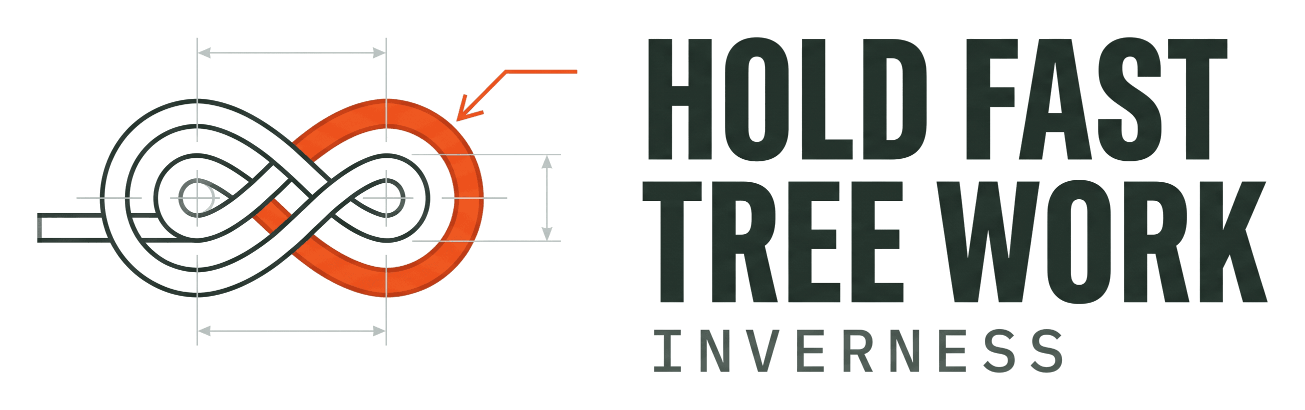 Hold Fast Tree Work logo on its header colour. It reads: HOLD FAST, TREE WORK, INVERNESS.