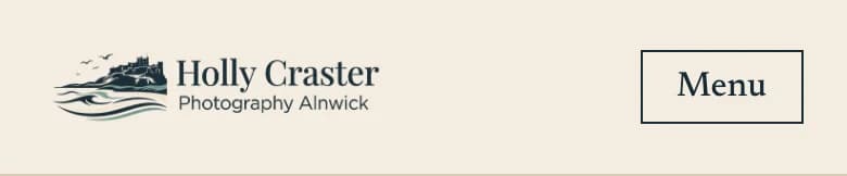 Header of the Holly Craster website (wedding and family photographer, Alnwick). The logo reads: Holly Craster Photography Alnwick.