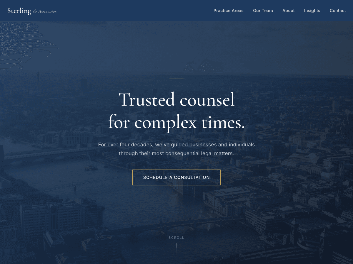 Sterling & Associates — law · navy gold