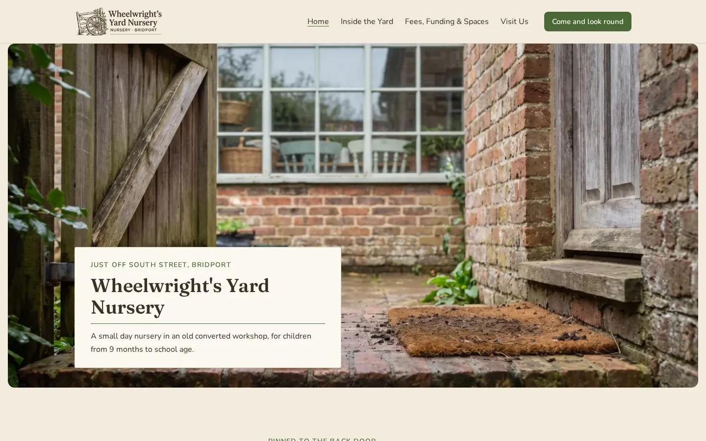 Wheelwright's Yard home page, desktop