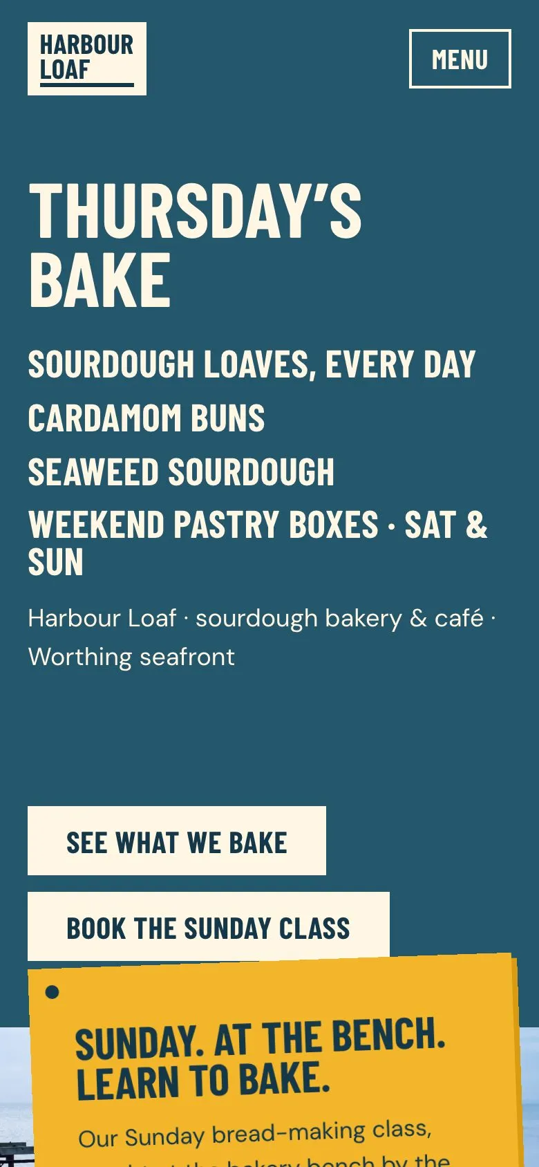 The same Harbour Loaf home page on a phone