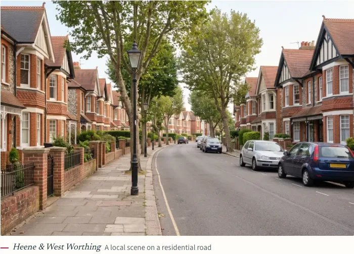 The example’s Heene and West Worthing street photograph and caption.